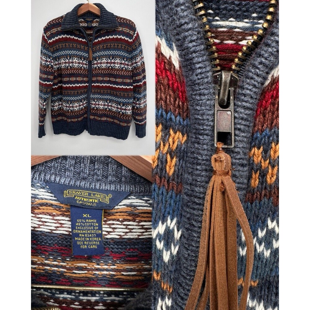 Authentic Shaver Lake Zip Front Womens Sweater Sz XL Christmas holidays‎ colors
